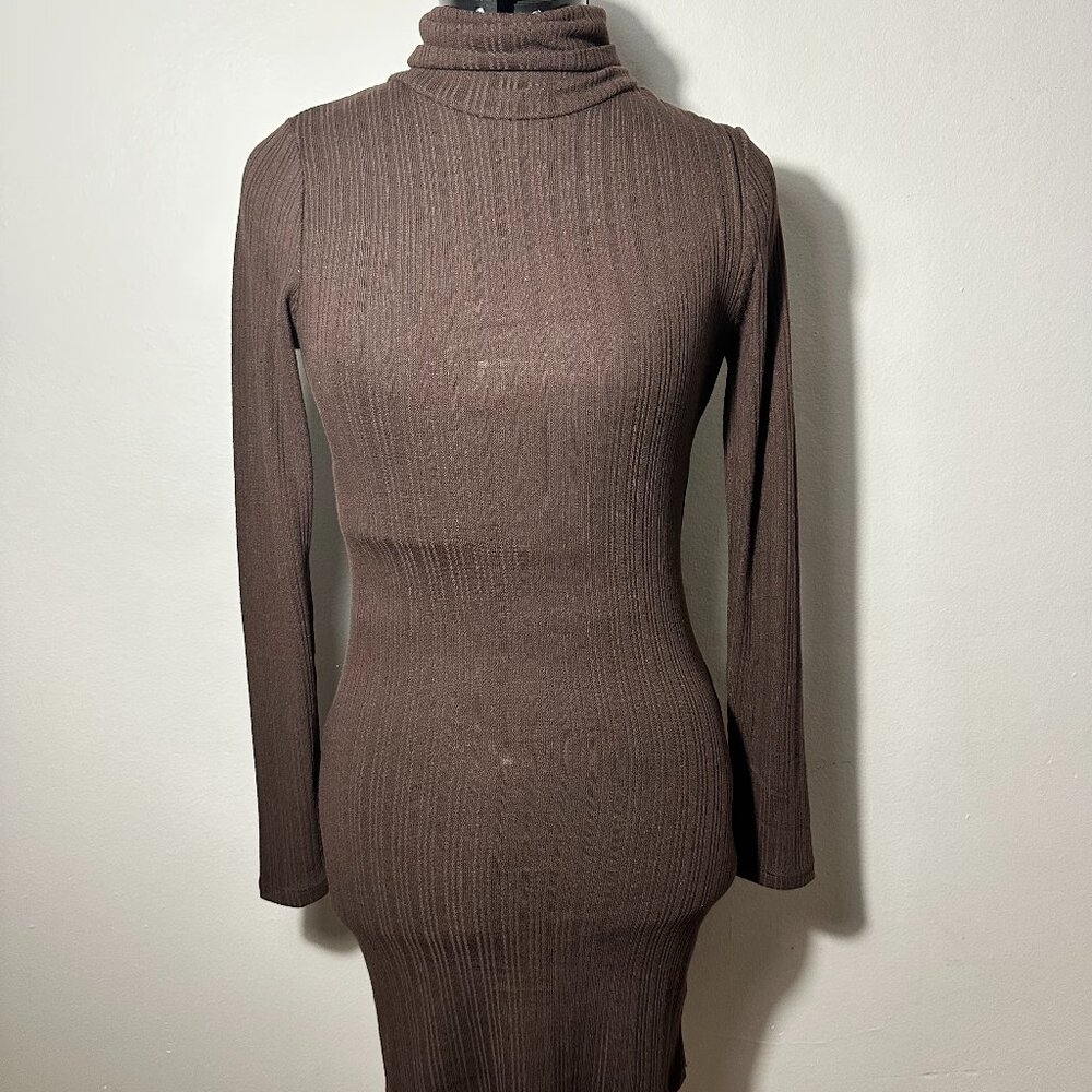 Ambiance Women's Brown Long Sleeve Dress - Form Fitting